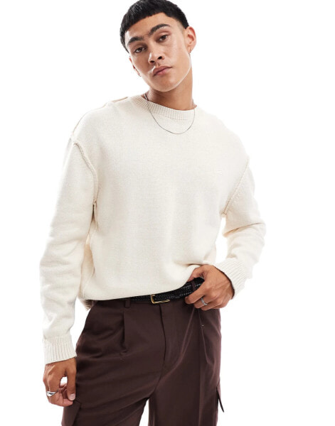 Pull&Bear raw seam knitted jumper in ecru