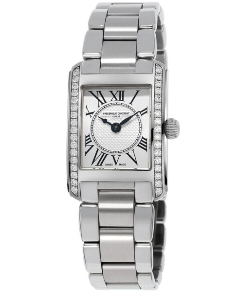 Women's Swiss Carree Diamond (2/5 ct. t.w.) Stainless Steel Bracelet Watch 23x21mm