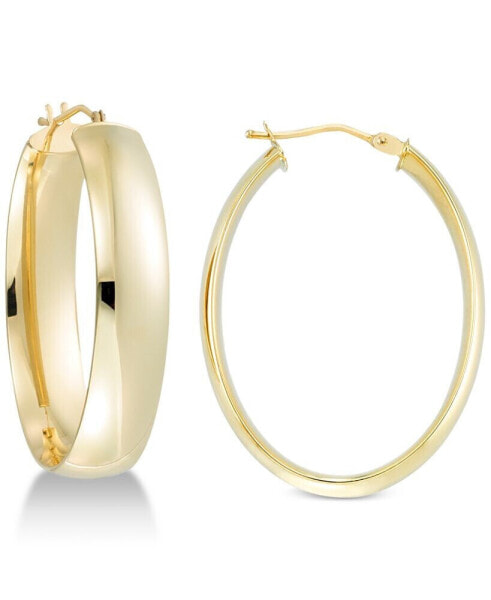 Polished Oval Hoop Earrings in 14k Gold