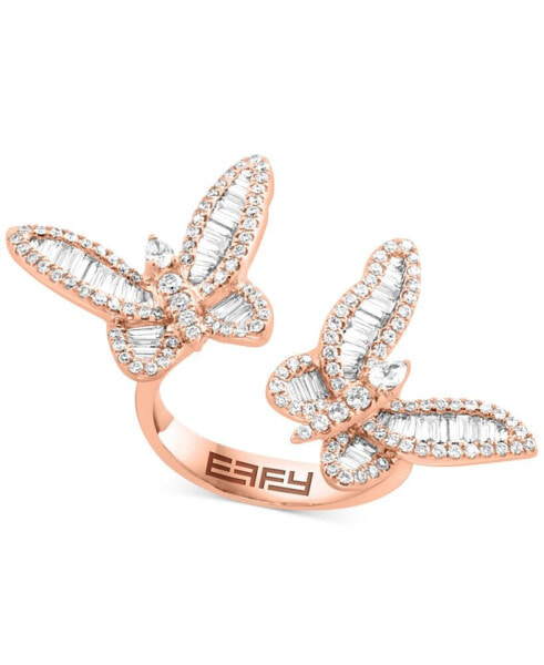 EFFY® Diamond Round & Baguette Butterfly Cuff Ring (1-1/3 ct. t.w.) in 14k Rose Gold