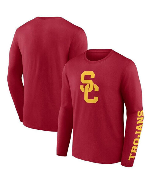 Men's Cardinal USC Trojans Double Time 2-Hit Long Sleeve T-shirt