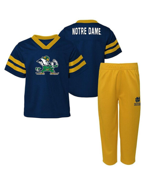 Infant Boys and Girls Navy Notre Dame Fighting Irish Two-Piece Red Zone Jersey and Pants Set