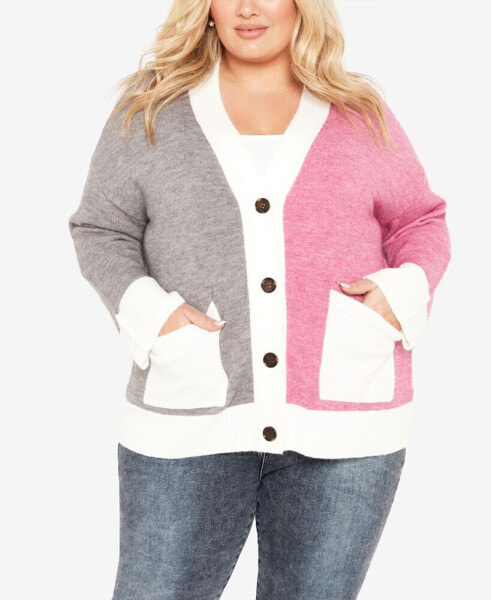 Plus Size Zola Colorblock V-neck Cardigan Sweater