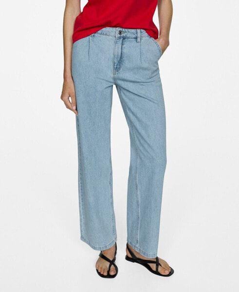 Women's Straight Pleated Jeans