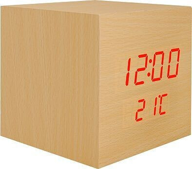 Часы-будильник LTC с LED-термометром, цвет натурального дерева