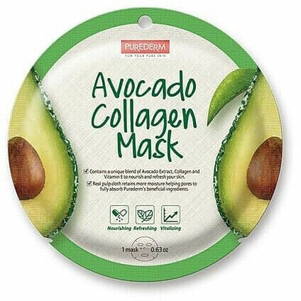 Pflegende und erfrischende Tuchmaske mit Avocadoextrakt, Kollagen und Vitamin E