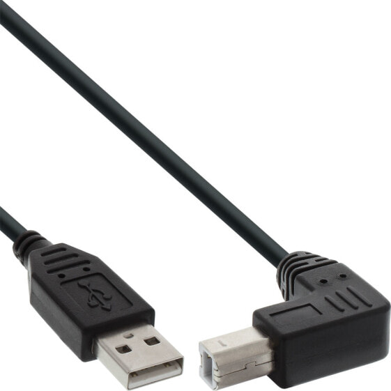InLine USB 2.0 Cable down angled Type A male / B male - black - 0.3m