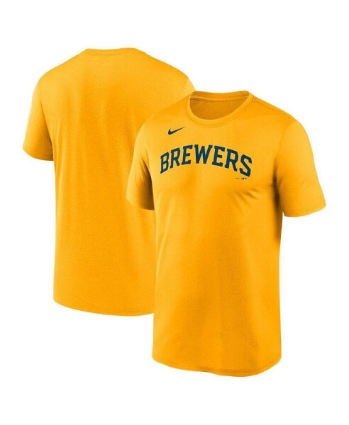 Men's Gold Milwaukee Brewers New Legend Wordmark T-shirt