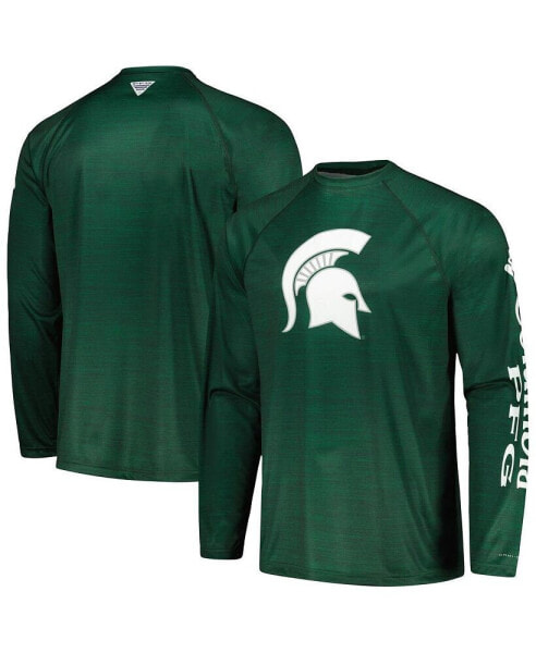 Men's Green Michigan State Spartans PFG Terminal Tackle Omni-Shade Raglan Long Sleeve T-shirt