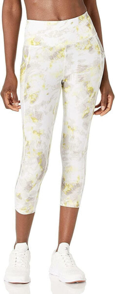 Calvin Klein Print High Waist Crop Tight Legging, Enlighten Daffodil, Size SMALL