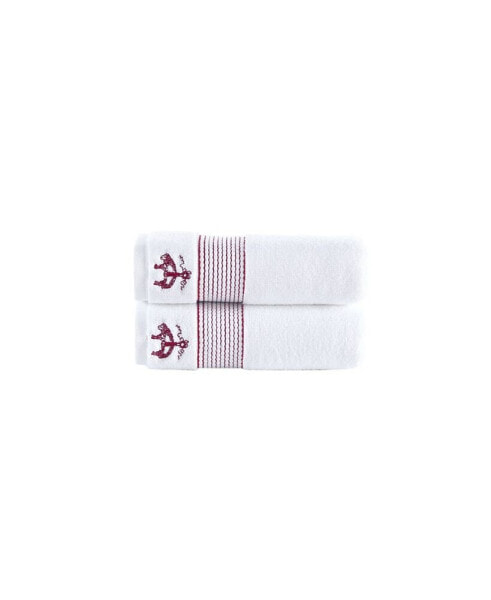 Rope Stripe Border 2 Piece Turkish Cotton Hand Towel Set