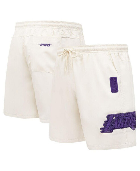 Men's Cream Los Angeles Lakers Triple Tonal Woven Shorts