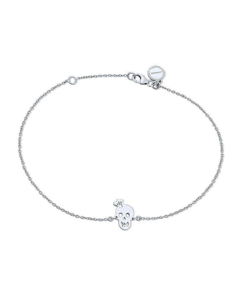 Whimsical Ankle Bracelet Heart Eyes Smiling Caribbean Pirate Charm Crown Skull Anklet For Women Teens Hot Wife Sterling Silver Adjustable 9 To 10 Inch