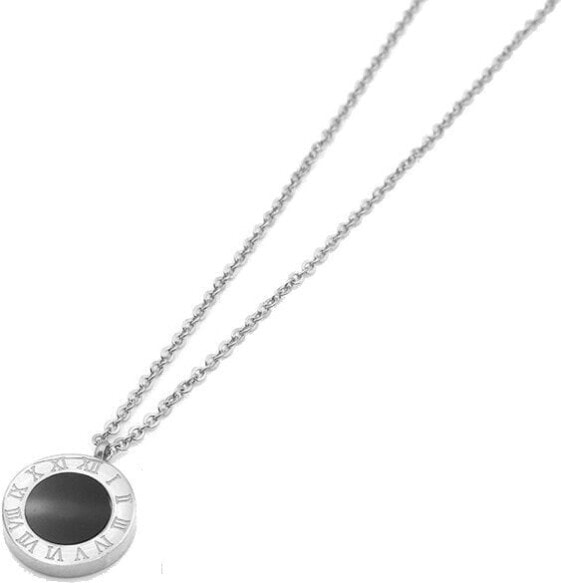Steel necklace with double-sided pendant