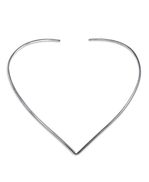 Basic Simple Slider Choker V Shape Collar Statement Necklace For Women .925 Silver Sterling Add Your Pendant 2MM