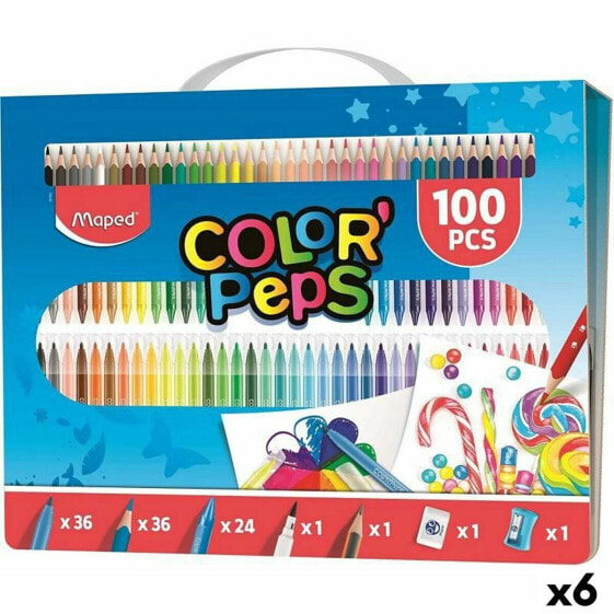 Цветные карандаши для рисования MAPED Multicolour 100 предметов (6 штук)
