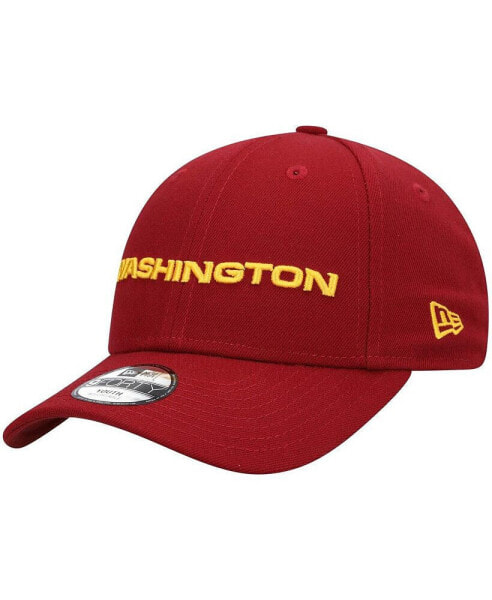 Boys Burgundy Washington Football Team Wordmark League 9FORTY Adjustable Hat