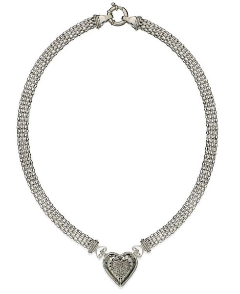 Macy's diamond Mesh Heart Necklace in Sterling Silver (1/4 ct. t.w.)