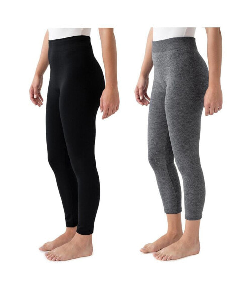 Women's 2 Pack of Leggings, Black/Grey, S/M