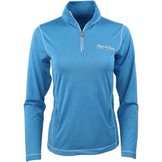 SHOEBACCA Coverstitch Heather Layering Pullover Womens Blue Casual Athletic Oute