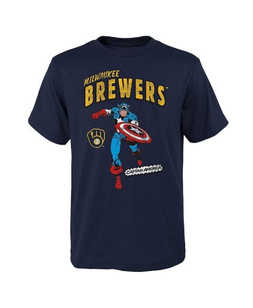 Футболка для малышей OuterStuff Milwaukee Brewers команда Капитан Америка Marvel синяя