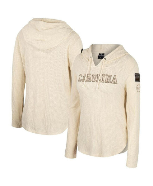 Women's Cream South Carolina Gamecocks OHT Military-Inspired Appreciation Casey Raglan Long Sleeve Hoodie T-shirt