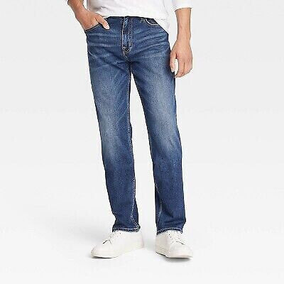 Men's Straight Fit Jeans - Goodfellow & Co Dark Blue Wash 28x32