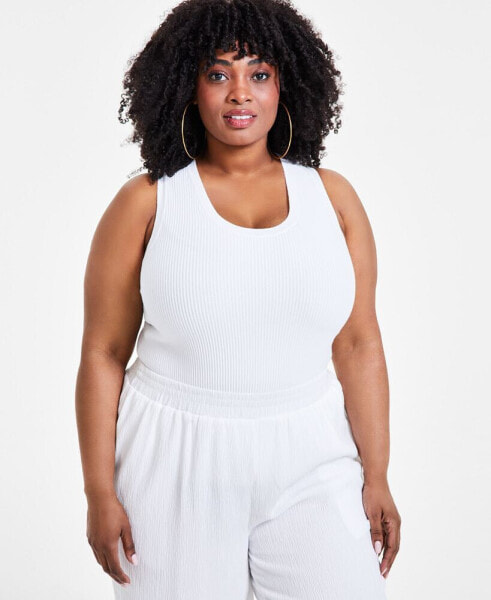 Trendy Plus Size Ribbed Sweater Tank Top