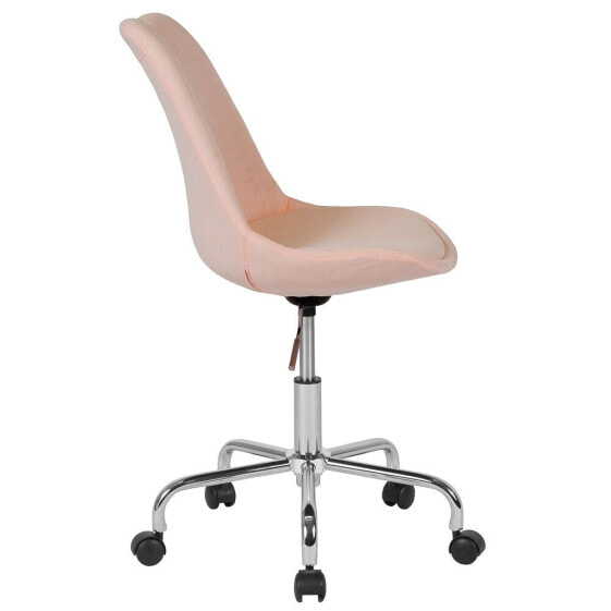 Aurora Series Mid-Back Pink Fabric Task Chair With Pneumatic Lift And Chrome Base