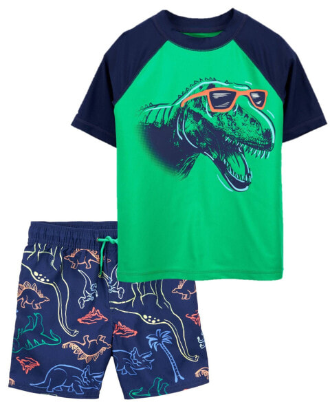 Kid Dinosaur Rashguard & Swim Trunks Set 8