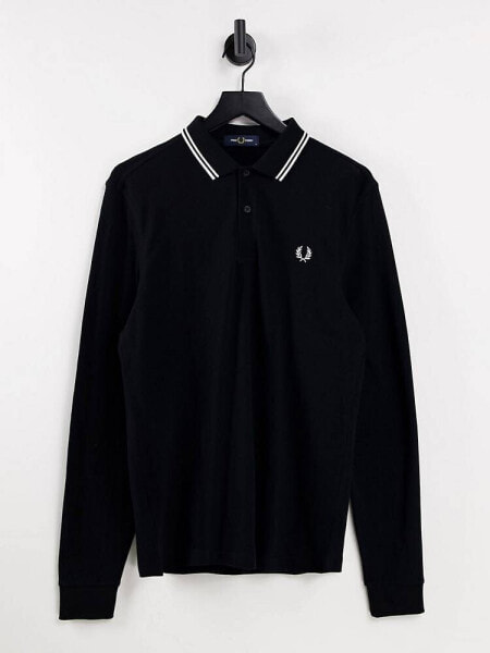 Fred Perry long sleeve twin tipped polo shirt in black