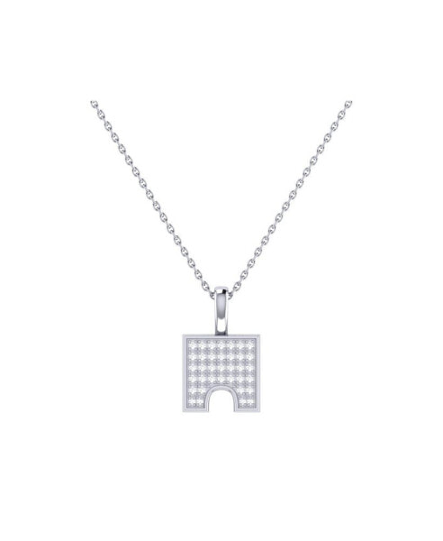 City Arches Square Design Sterling Silver Diamond Women Chain Pendant
