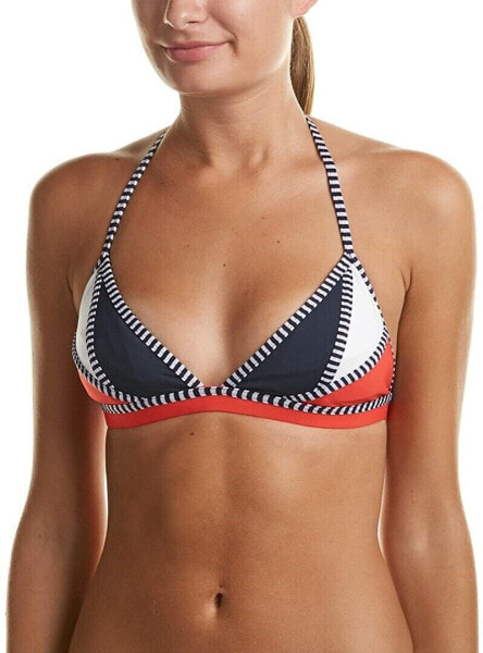 Tommy Hilfiger Women's Navy Triangle Cropped Bikini Top size Large 177368