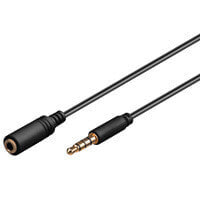 Wentronic Goobay Headphone and Audio AUX Extension Cable, 4-pin 3.5 mm Slim, CU, 0.5 m, 3.5mm, Male, 3.5mm, Female, 0.5 m, Black