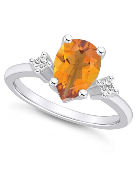 Citrine and Diamond Ring (1-3/4 ct.t.w and 1/10 ct.t.w) 14K White Gold
