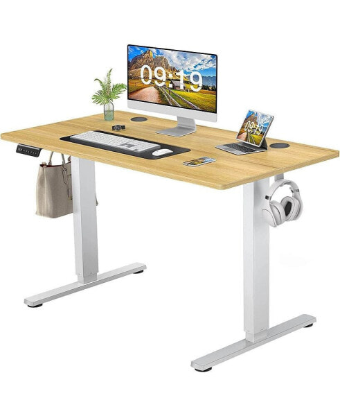 Electric Height Adjustable Standing Desk, Sit To Stand Ergonomic Computer Desk, Yellow, 48" X 24"