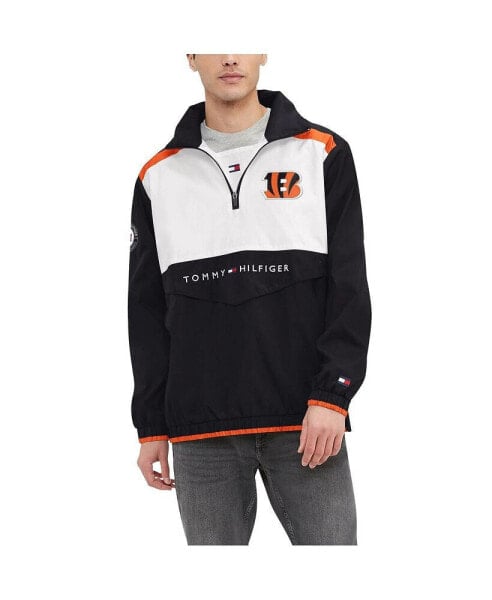 Men's Black, White Cincinnati Bengals Carter Half-Zip Hooded Jacket