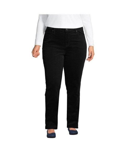 Plus Size Mid Rise Straight Leg 18 Wale Corduroy Pants