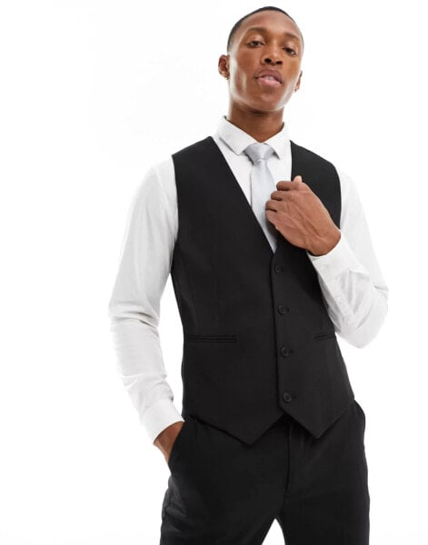 ASOS DESIGN skinny waistcoat in black