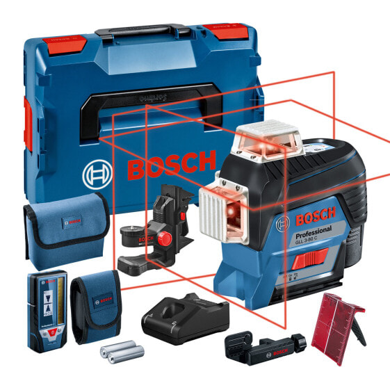 Bosch Linienlaser GLL 3-80 C mit 1x 2,0 Ah Akku + Laser-Empfänger LR 7 in L-BOXX