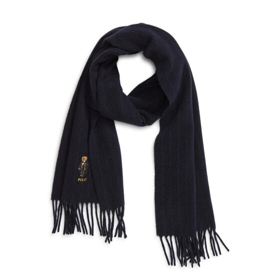 [PC0619-422] Mens Polo Ralph Lauren Holiday Bear Chalk Stripe Scarf