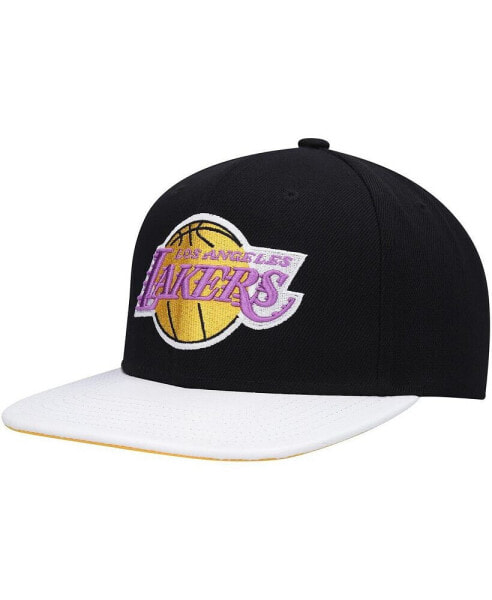 Men's Black, White Los Angeles Lakers Hardwood Classics Wear Away Visor Snapback Hat