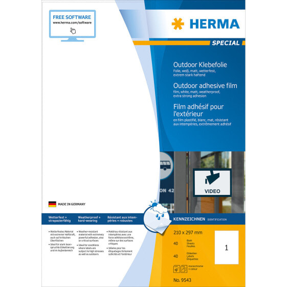 HERMA 9543 - White - Rectangle - A4 - Universal - Polyethylene - Matte