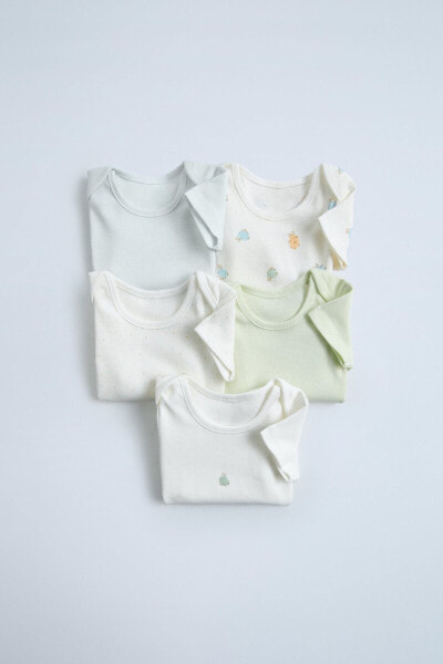 5-pack of bunny print bodysuits
