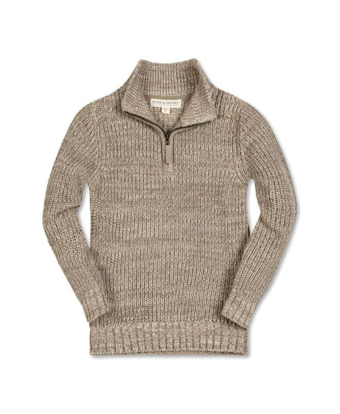 Boys Organic Long Sleeve Half Zip Pullover Sweater, Infant