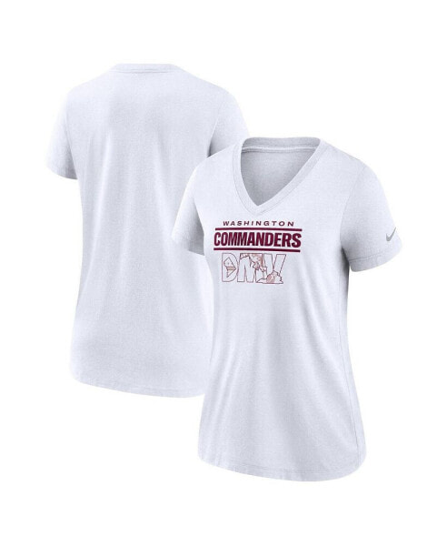Women's White Washington Commanders Hometown Collection Tri-Blend V-Neck T-shirt