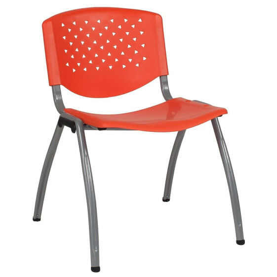Hercules Series 880 Lb. Capacity Orange Plastic Stack Chair With Titanium Frame