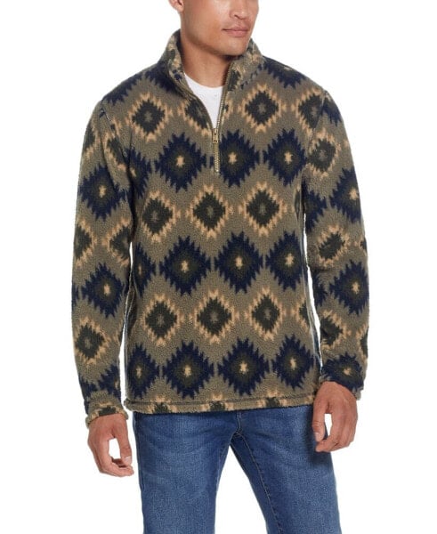Men's Southwest Printed Sherpa Quarter-Zip Sweater