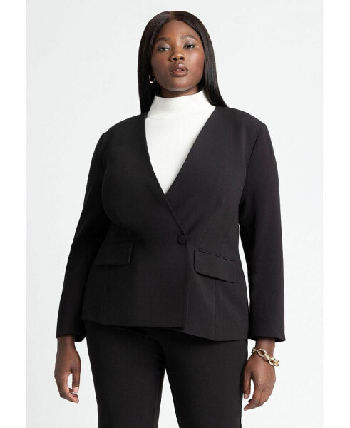 Plus Size The 365 Collarless Double Breasted Blazer