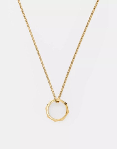 ASOS DESIGN waterproof stainless steel necklace with ring pendant in gold tone